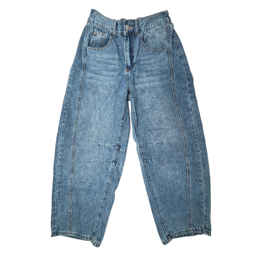 Blue Acid Wash Harem Barrel Jeans Womens‎ 28 26X27 Wide Leg High Waist Denim EUC